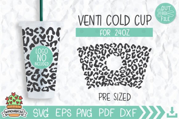 24oz Leopard Pattern Venti Cold Cup