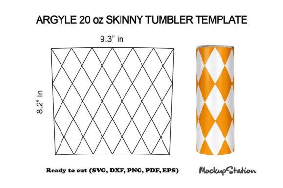 Argyle 20oz Skinny Tumbler Template SVG