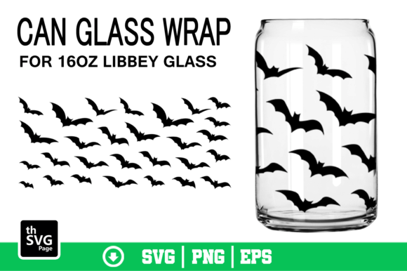 Bats Halloween Can Glass Wrap SVG PNG