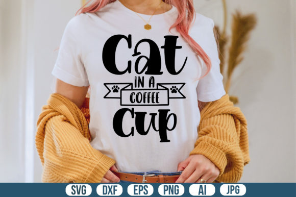 Cat in a Coffee Cup SVG