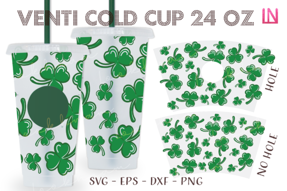 Clover Leaves Seamless 24Oz Cold Cup SVG