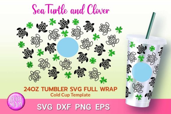 Four Leaf Clover, Turtle Lover Gift 24oz