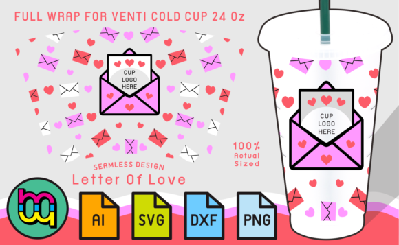 Love Letters Valentine Star Cup SVG