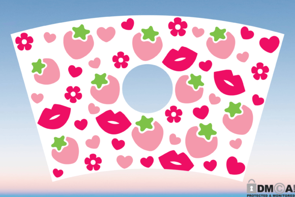 Strawberry Lips Heart Starbucks Cup SVG