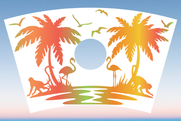Tropical Beach Jungle Starbucks Cup SVG