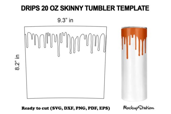 Tumbler Drips SVG Template 20oz Skinny